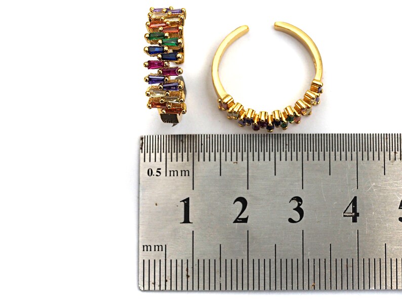 PRE-SELLING Colorful CZ Micro Pave Ring Adjustable Ring 7x20x18mm,sku#X18 Rainbow Cubic Zirconia Gold Ring