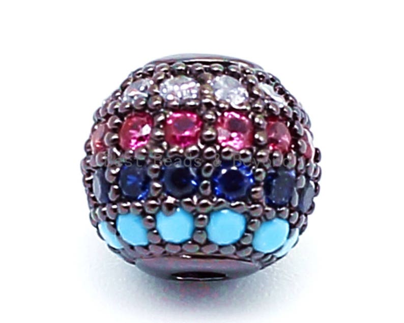 6mm,8mm,10mm CZ Micro Pave Round Ball Beads RainbowGreenTurquoiseFuchsiaBluePurpleBronze Color CZ Ball Space Beads,12pcs,sku#G308