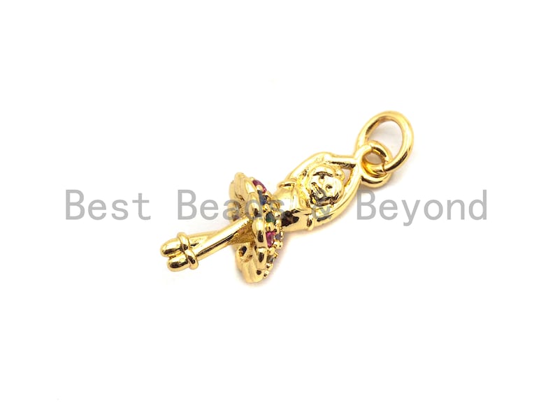 8x19mm CZ Colorful Micro Pave Ballet Dancer Pendant Sku#F830 Gold plated Dancing Girl Pave Pendant