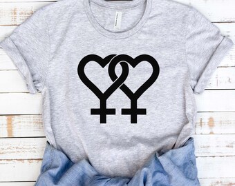 Lesbian Symbol Shirt With Hearts - LGBTQ Pride Shirt - LGBT - Lesbian Pride Tshirt