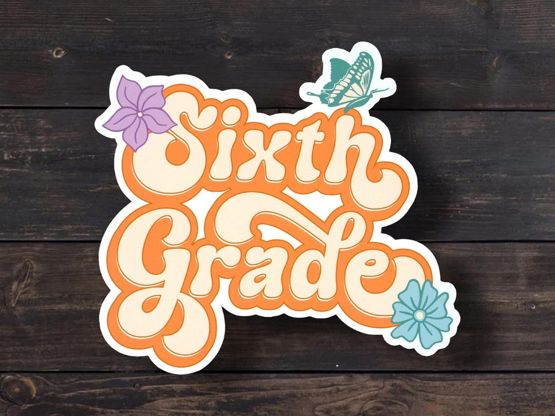 Retro Sixth Grade Teacher Sticker, Cute Hippy Teacher Sticker, Groovy ...