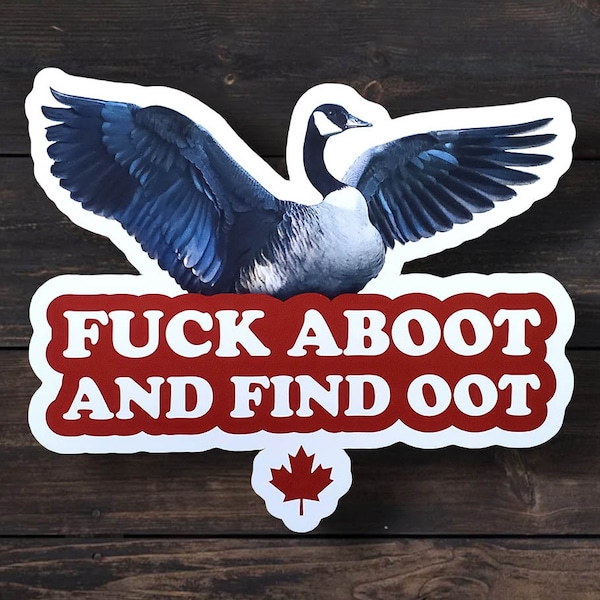 Fuck Aboot and Find Oot Funny Goose Sticker, Canadian Goose Funny Sticker, Laptop Sticker, Waterbottle Sticker, Funny Canada Sticker