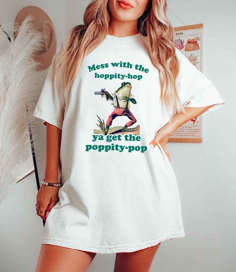 Funny Frog Meme Shirt - Mess With Hoppity Hop - Comfort Colors Tee White