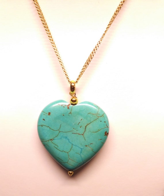 Natural Turquoise Heart Pendant. Turquoise Pendan… - image 5