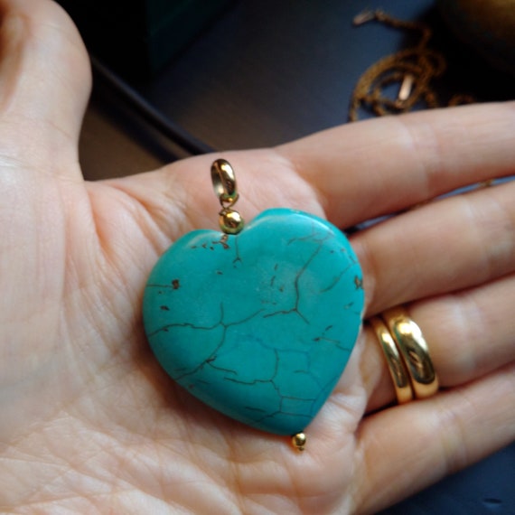 Natural Turquoise Heart Pendant. Turquoise Pendant