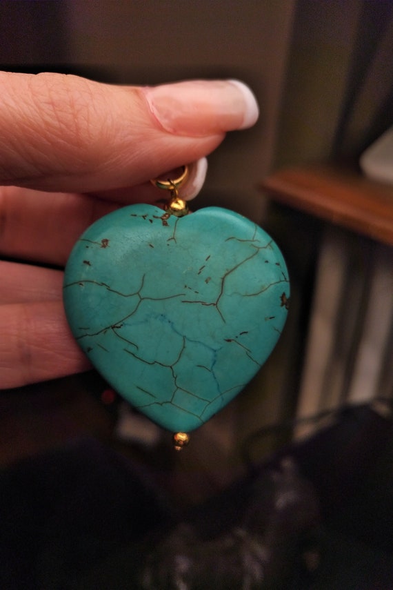 Natural Turquoise Heart Pendant. Turquoise Pendan… - image 3