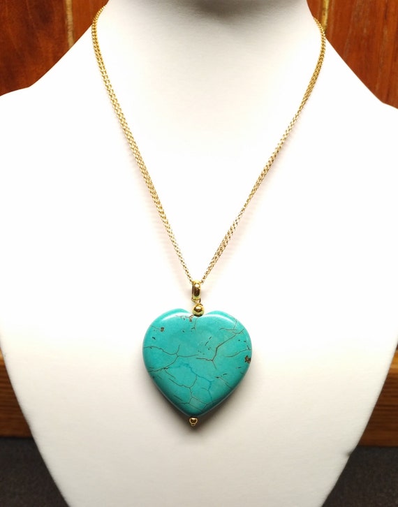 Natural Turquoise Heart Pendant. Turquoise Pendan… - image 4