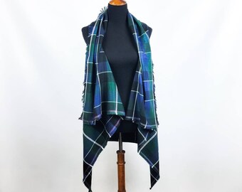 plaid waterfall vest