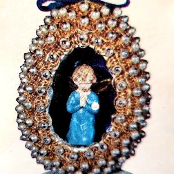 Vintage Leewards/Dexters PANORAMA ANGEL Bead Sequin Christmas Ornament