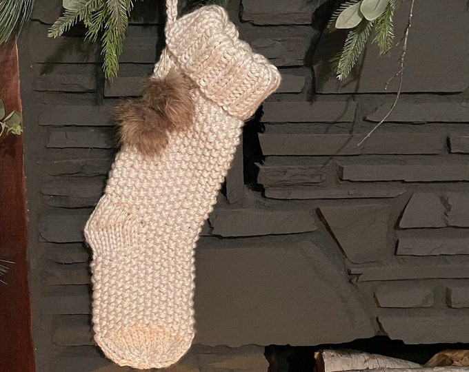 Knit Stocking Pattern / Seed Stitch Stocking / Super Bulky Knit Christmas Stocking