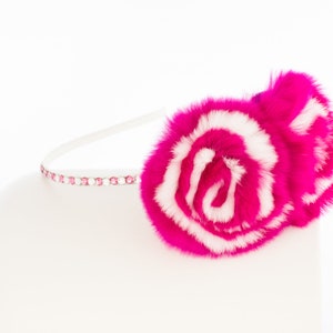 swirl flower fur pom pom headband
