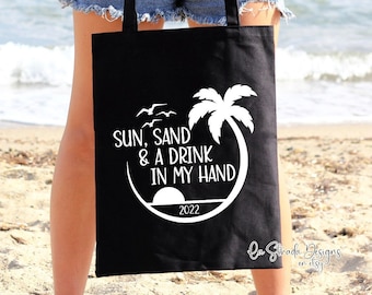 Sun Sand and Drink in My Hand Tote, Girls Trip, Girls Weekend Tote, Girls Tote, Bachelorette Tote, Destination Girls Trip Bag, Girls Weekend