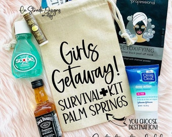 Girls Getaway Survival Kit, Hangover Kit Bags, Bachelorette Party, Girl's Trip, Girls Trip Party Bag, Girls Weekend, Girls Trip, Girls' Trip