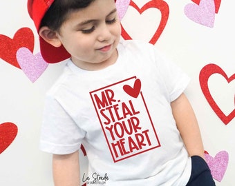 Mr. Steal Your Heart, Boy's Valentine Outfit, Baby Valentine's, Baby Boy's Valentine outfit, Valentine Shirt for Boys, First Valentine's Day