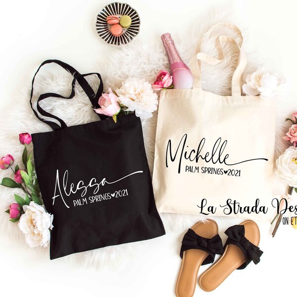 Destination Girls Weekend Tote Bags, Girls Weekend Tote, Palm Springs Weekend Tote, Personalized Tote, Bachelorette Tote, Palm Springs