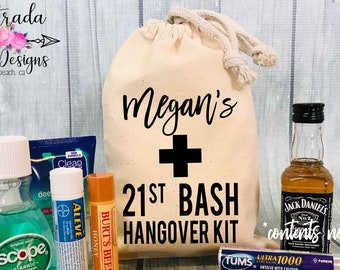 Personalized 21st Birthday Pouch, Hangover Kit, 21st Birthday Hangover Kit, Gift for Birthday, Birthday Favor Bag, 21st Birthday Bag