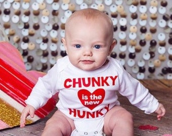 Chunky is the New Hunky, Valentine Outfit, First Valentine's, Baby's 1st Valentine, Baby Boy Valentine outfit, First Valentine Baby Shirt