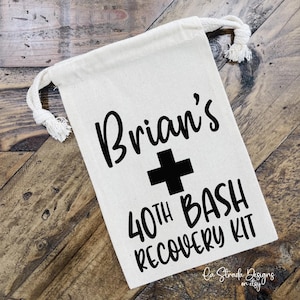 Personalized 40th Birthday Pouch, Hangover Kit, 40th Birthday Hangover Kit, Gift for Him Birthday, Birthday Favor Bag, 40th Birthday Bag