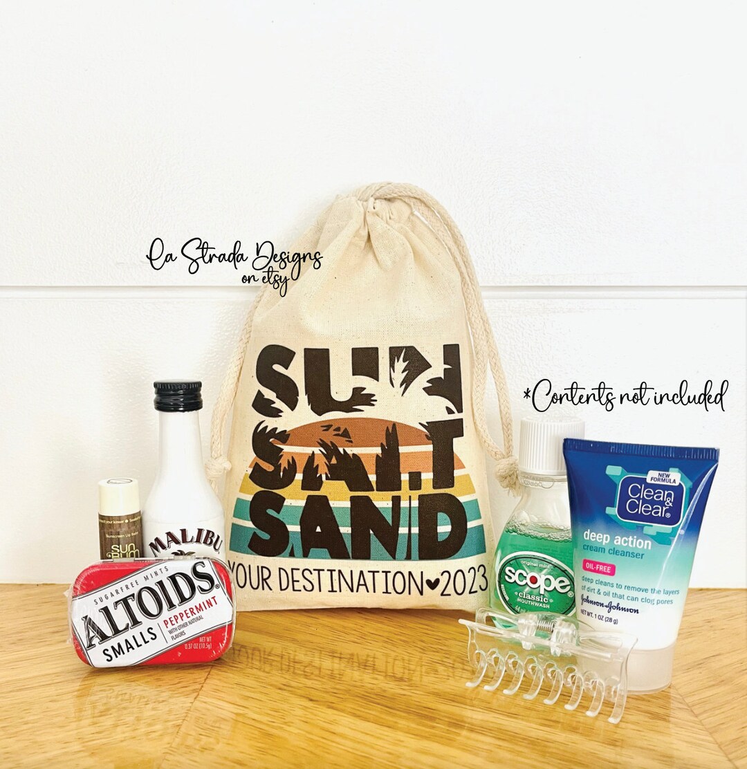 Sun Salt and Sand, Hangover Kit Bags, Bachelorette Party, Girl's Trip, Girls Trip Party Bag