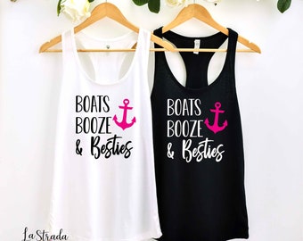 Boats Booze & Besties, Cruise Tank Tops, Bachelorette Tanks, Bachelorette Party, Cruise Bach, Bridesmaids Gifts, Girls Weekend Cruise Shirts