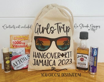 Girls Trip Hangover Kits, Hangover Kit Bags, Bachelorette Party, Girl's Trip, Girls Trip Party Bag, Girls Weekend, Girls Trip, Girls' Trip