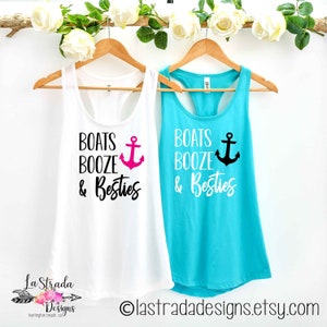 Boats Booze & Besties, Cruise Tank Tops, Bachelorette Tanks, Bachelorette Party, Cruise Bach, Bridesmaids Gifts, Girls Weekend Cruise Shirts