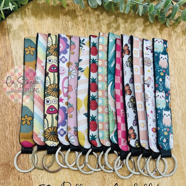 Wristlet Keychain, Printed Keychain, Wristlet Strap, Wristlet for Keys, Key Fob Keychain, Keychain Wristlet for Women, Cute Keychain