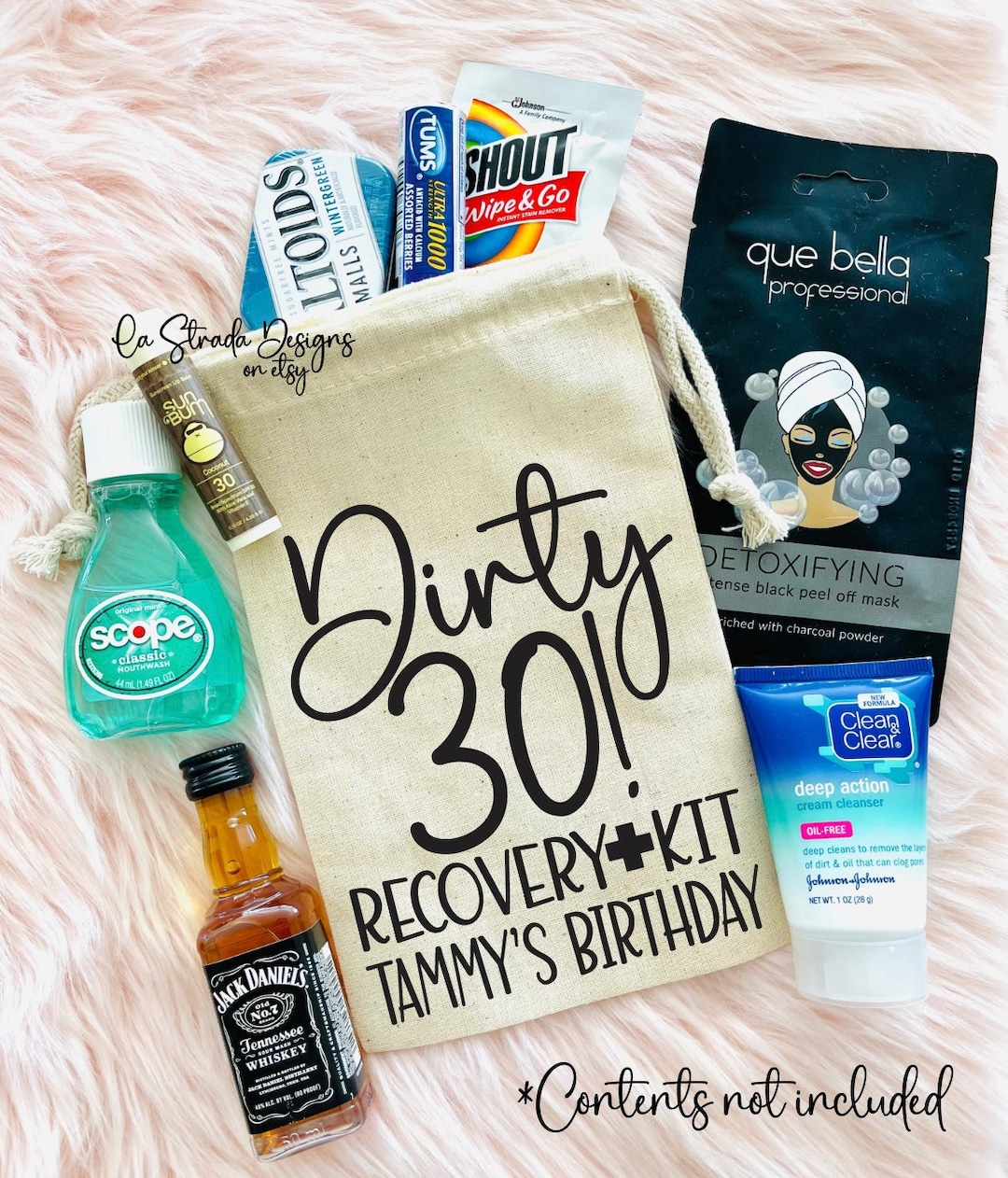 Dirty 30 Birthday Pouch, Hangover Kit, 30th Birthday Hangover Kit, Gift