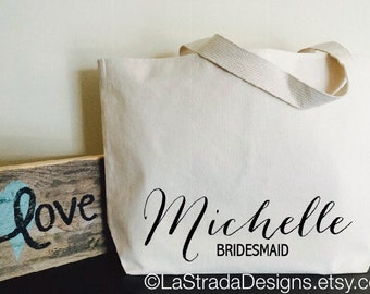 Bridal Tote/Bride Bag/Bridesmaid Tote/Bridesmaid Bag/Personalized Tote/Maid of Honor Tote/Wedding Day Tote/Bachelorette Tote Bag