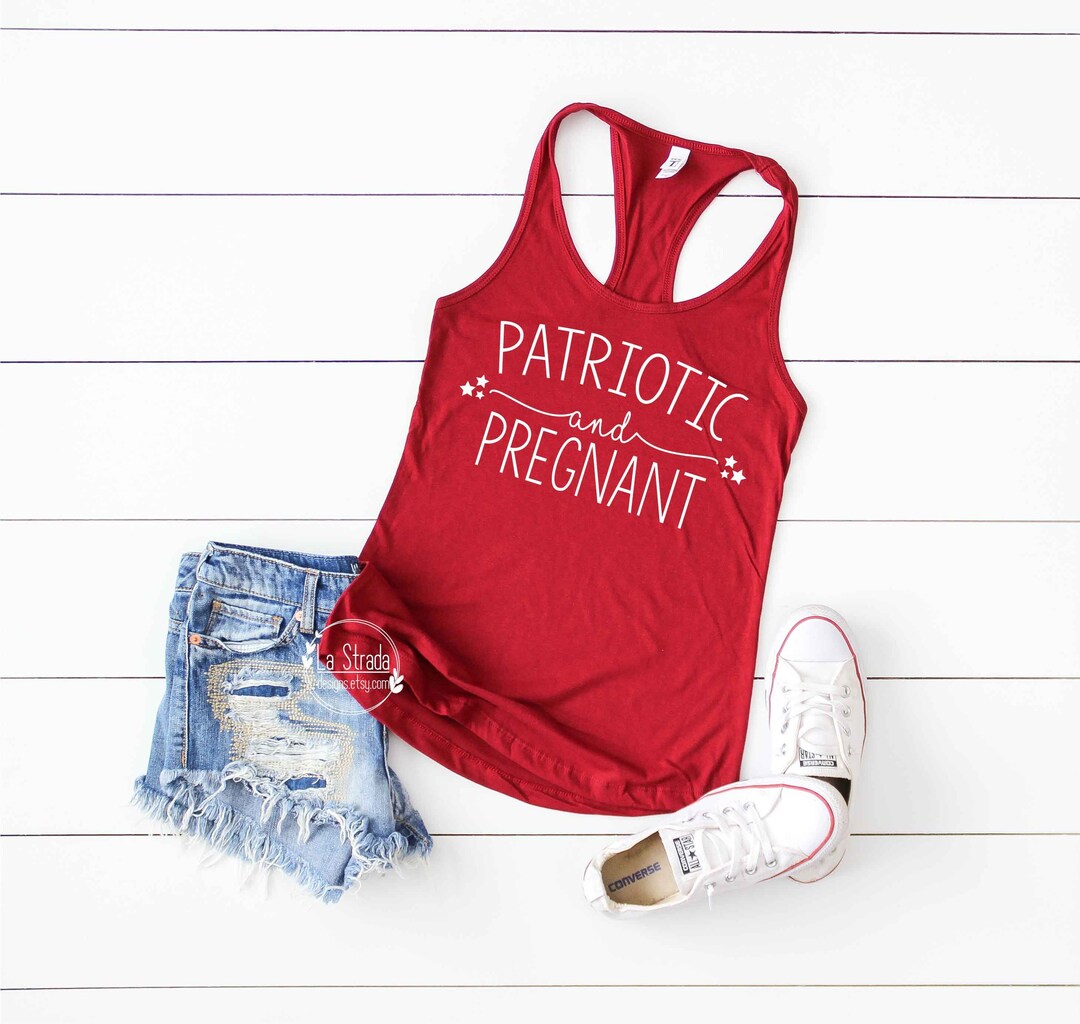 Patriotic and Pregnant, Pregnancy Announcement, 4th of July Tank Top ...