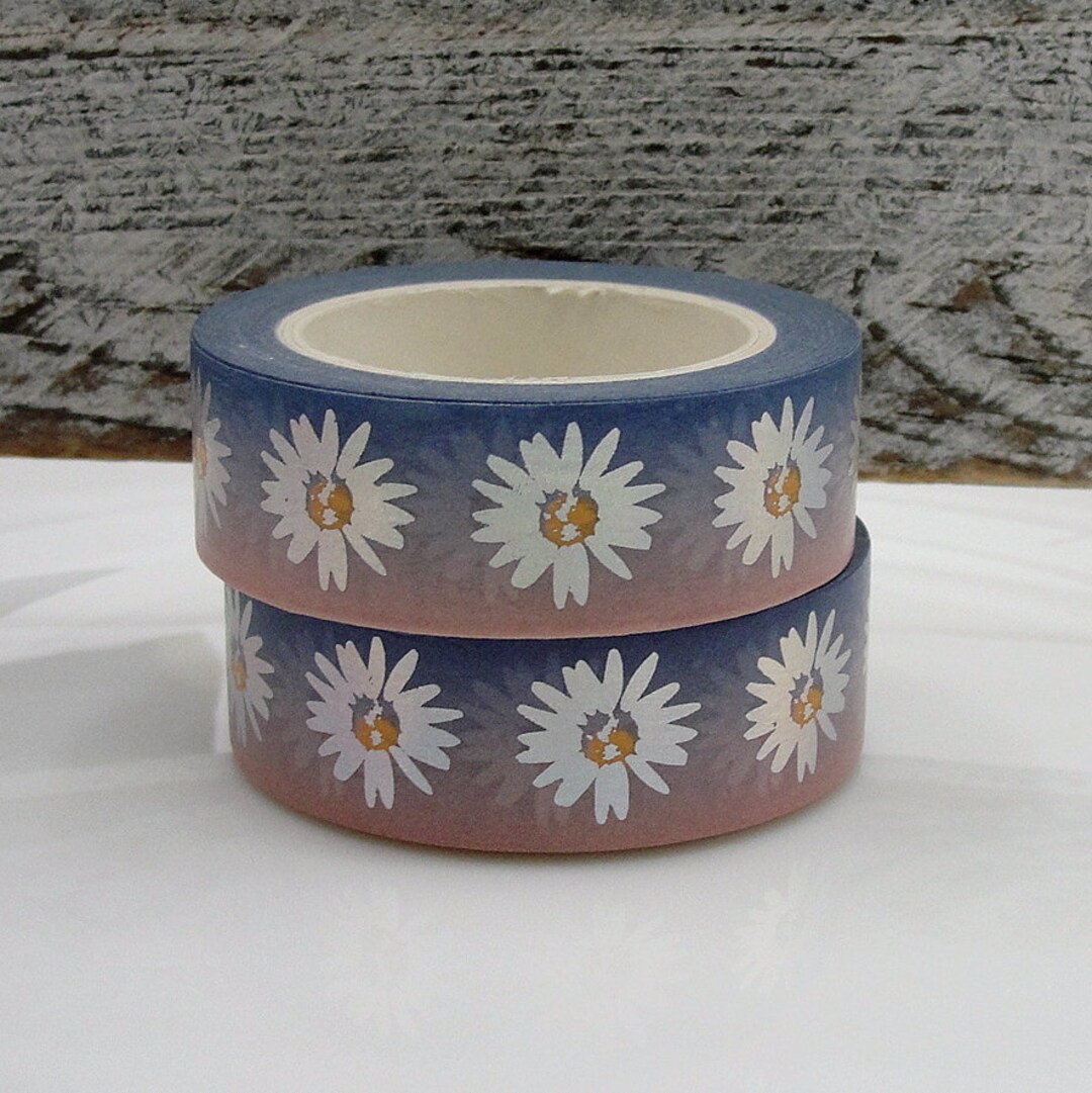 Daisy Washi Tape, Foil Daisies Washi Tape, Flower Washi Tape, Masking