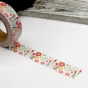 Pink Flowers Washi Tape, Spring Floral Washi Tape, Pink Daisy Washi Tape, Masking Tape, Planner Tape, Craft Tape, Journal Tape, Deco Tape