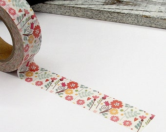 Pink Flowers Washi Tape, Spring Floral Washi Tape, Pink Daisy Washi Tape, Masking Tape, Planner Tape, Craft Tape, Journal Tape, Deco Tape