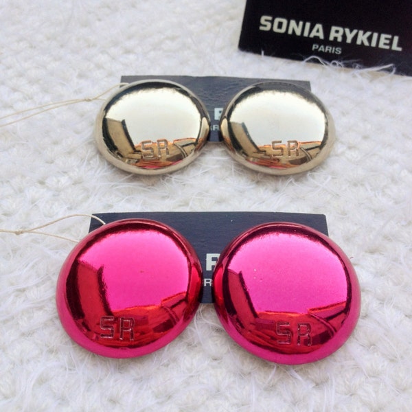 Boucles d'oreilles clips Sonia Rykiel, vintage mais neuf, pastilles, french jewelry, fashionista accessories