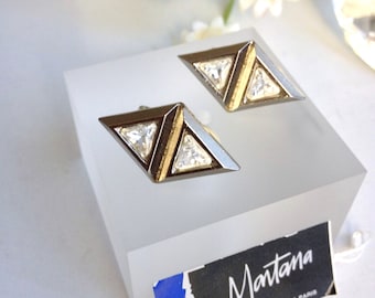 Loops clips Claude Montana, rare, triangles, vintage earrings but new, french jewelry, accessories fashionista