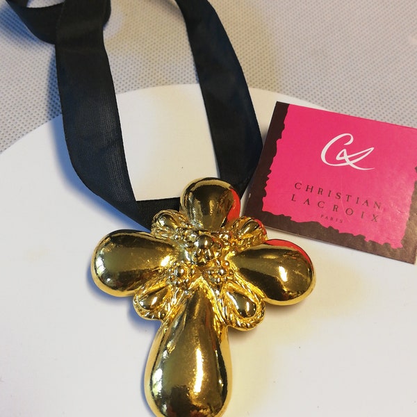 Christian Lacroix cross pendant brooch