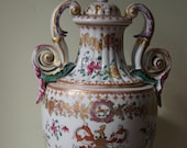 Antique french Edme Samson Porcelain Vase Amphora Hand painted