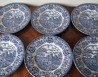 blue white plate etsy