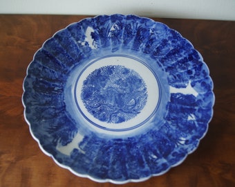 Antique Japanese Imari Blue White Plate Charger Large 31cm
