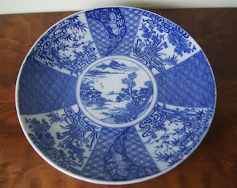 Antique Japanese Imari Blue White Plate Charger Large 31cm