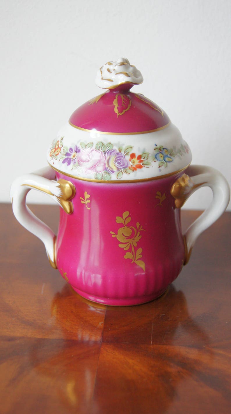 Porcelain Pot with lid Porcelain de Vieux Paris Hand painted Etsy