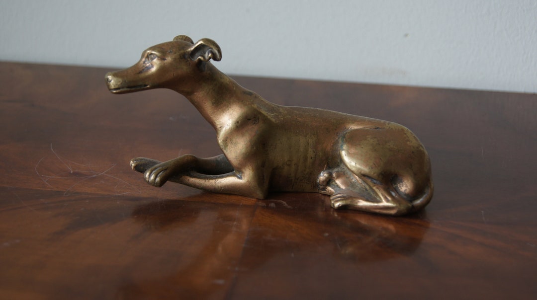 Antique Bronze Dog Figurine Etsy