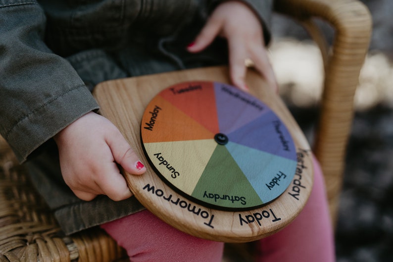 Days of the week wheel Yesterday Today Tomorrow wheel Montessori calendar image 3