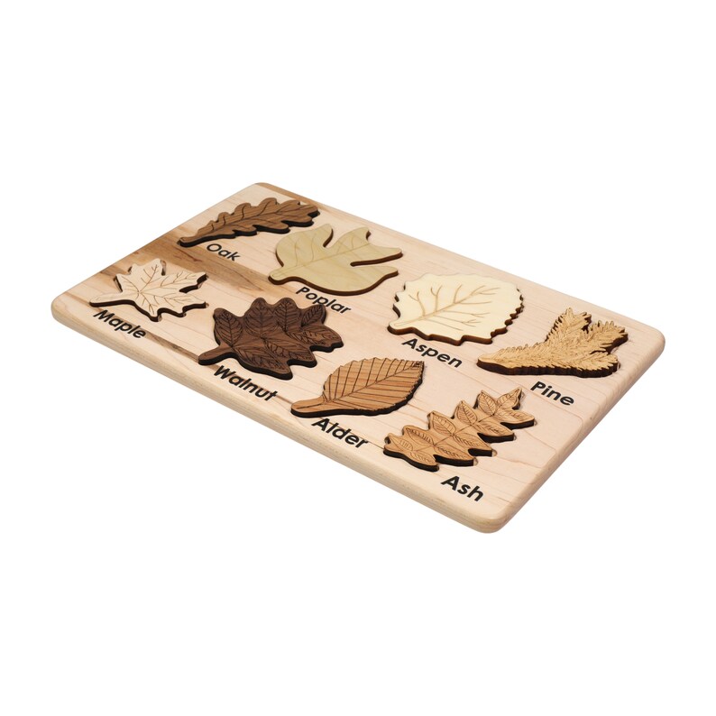 Leaf puzzle, Montessori puzzle, Christmas gift, wooden puzzle, stem toy image 2