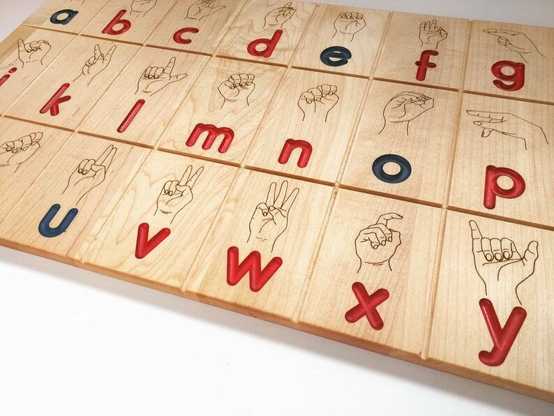 Wooden Sign language board ASL board in Montessori colors Etsy