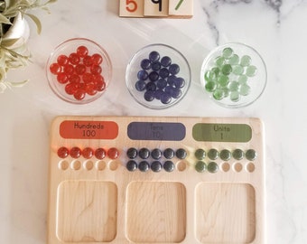 Place value - wooden place value board - regrouping board - addition and subtraction board - Montessori math - homeschooling