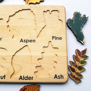 Leaf puzzle, Montessori puzzle, Christmas gift, wooden puzzle, stem toy image 9