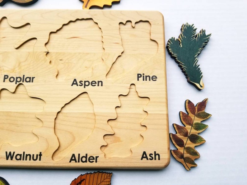 Leaf puzzle, Montessori puzzle, Christmas gift, wooden puzzle, stem toy image 9