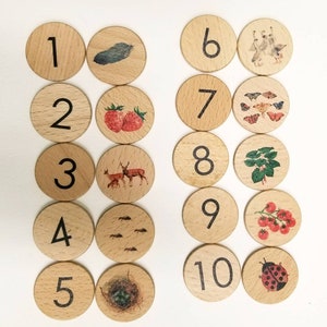 Wooden memory puzzle number matching game counting game nature numbers travel game portal game learn to count wooden games image 1