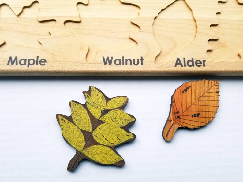 Leaf puzzle, Montessori puzzle, Christmas gift, wooden puzzle, stem toy image 10